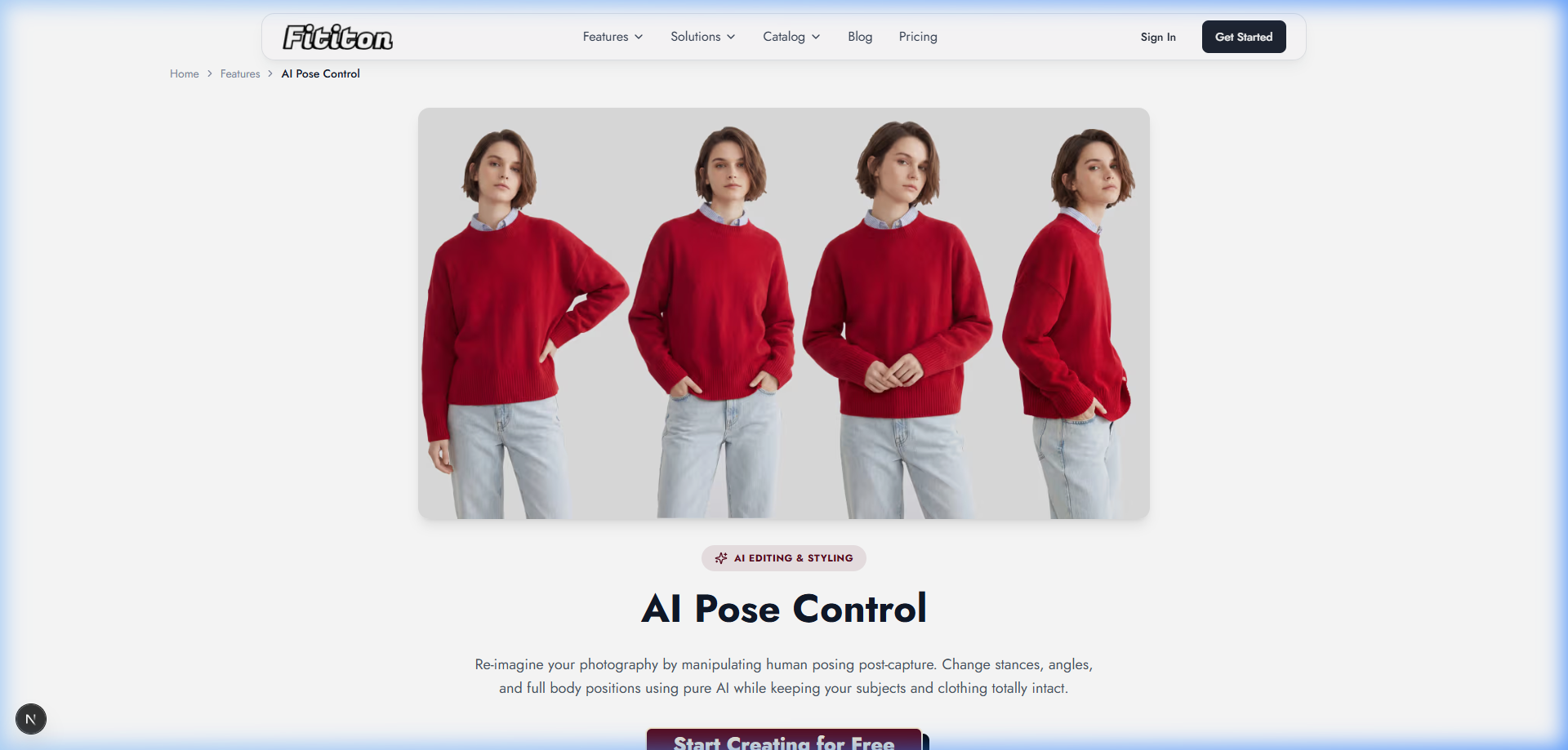 Fit It On AI Pose Control feature showing reference-based pose generation