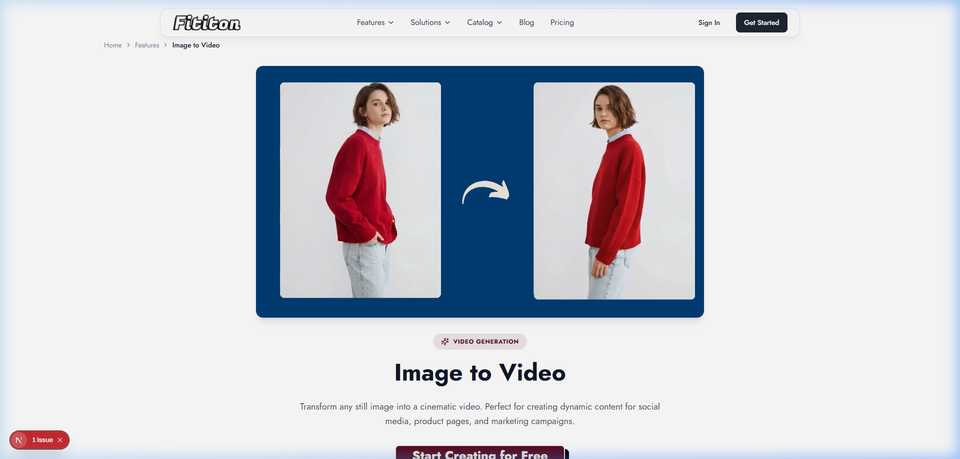 Fit It On Image-to-Video feature showing transformation from static image to dynamic video