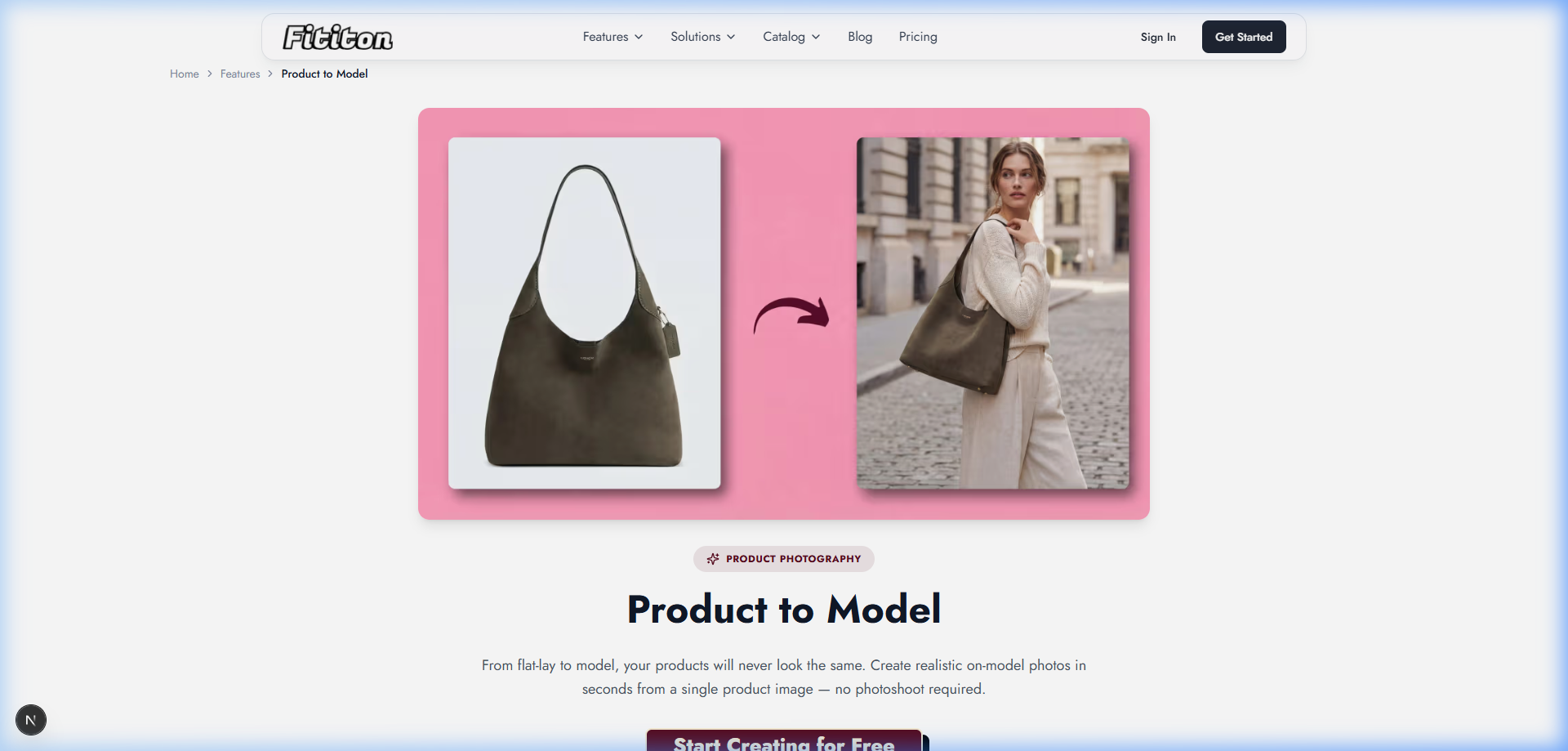 Fit It On Product-to-Model feature converting a flat product shot into professional on-model photography