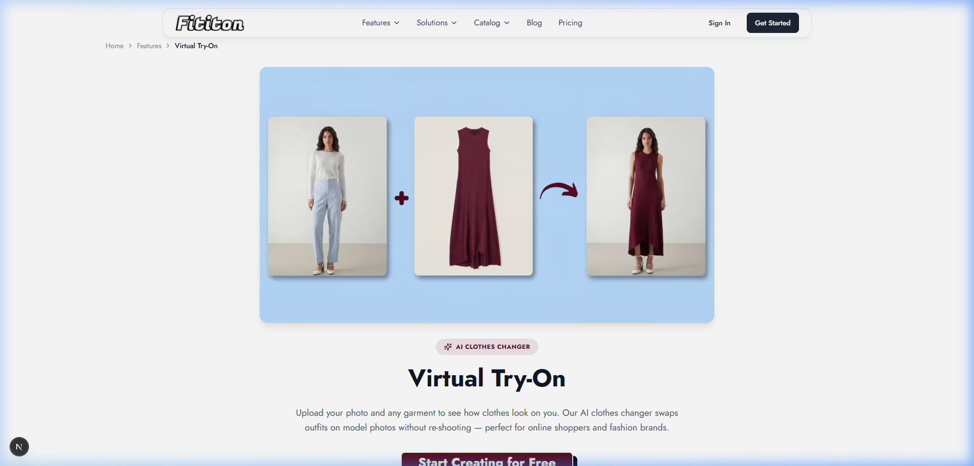 Fit It On Virtual Try-On feature demonstration showing before and after